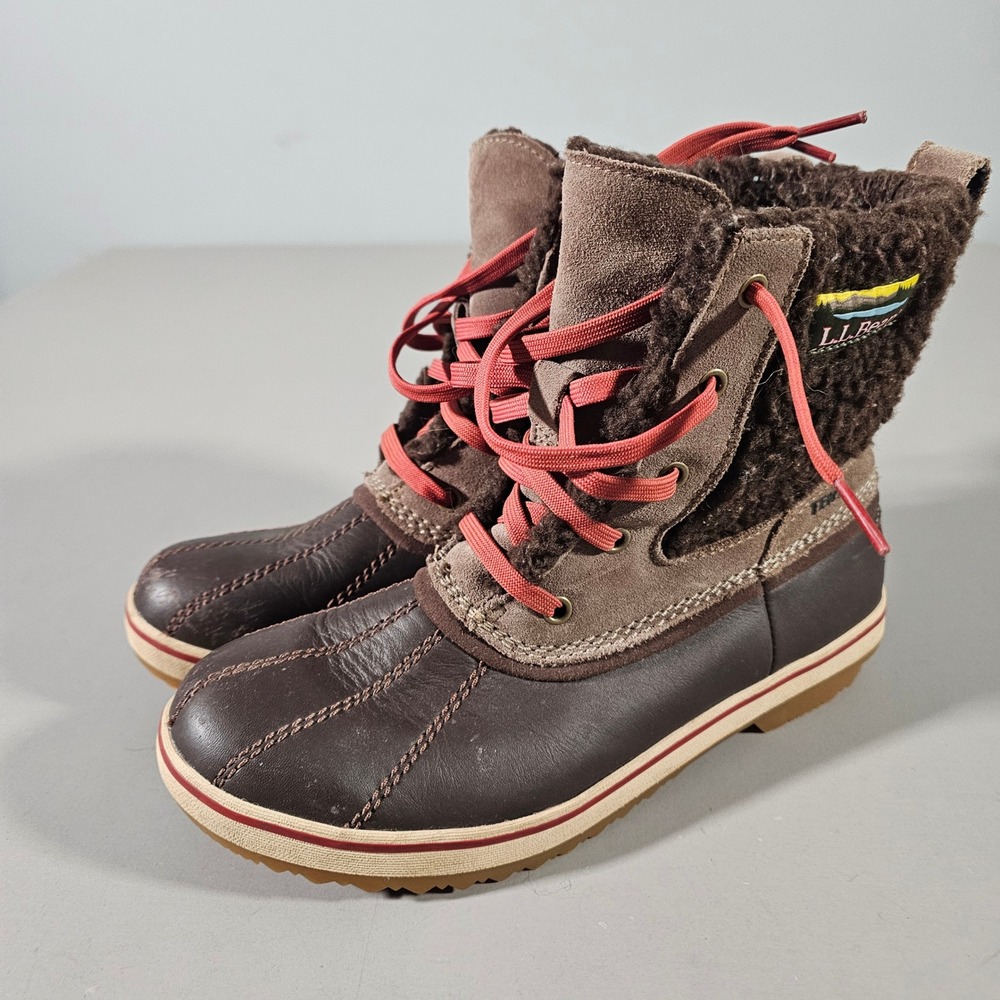 LL Bean Winter Boots Womens 8 Brown Primaloft Insulated TEK2.5 Duck Boots